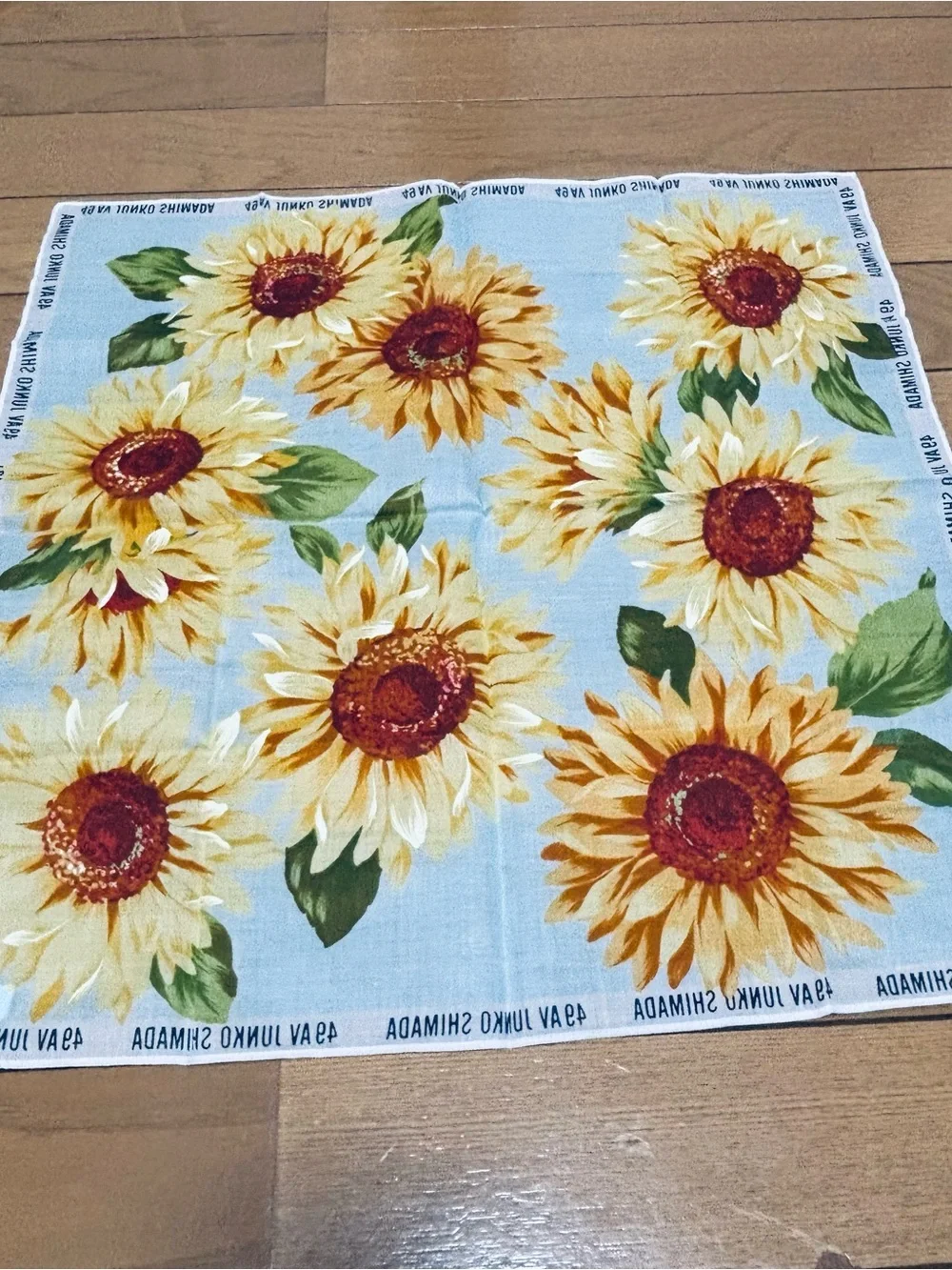 Junko Shimada Sunflower Print Blue Cotton Scarf/Handkerchief/Bandana  45cm 18”